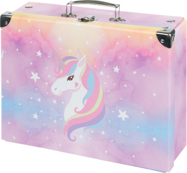 Baagl Skladací školský kufrík Rainbow Unicorn s kovaním