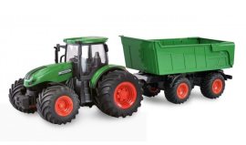 Amewi RC Traktor 2,4 GHz so sklápacím prívesom, svetlá, zvuk 1:24