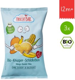 Fruchtbar BIO chrumky korytnačky kukurica, mango a banán 3x30g