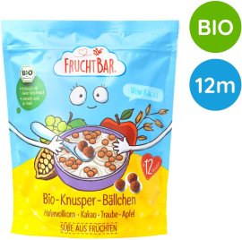 Fruchtbar BIO cereálie kakaové guľôčky s hroznom, jablkom a ovsom 125g