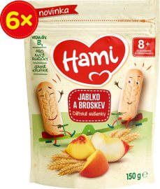 Nutricia Hami detské sušienky jablko a broskyňa 6x150g