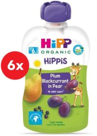 Hipp BIO 100 % ovocie Hruška - Čierna ríbezľa - Slivka 6x100g