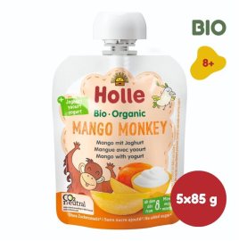 Holle Mango monkey bio detské ovocné pyré s jogurtom 5x85g