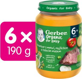 Gerber Organic detský príkrm zelenina s teľacím mäsom 6x190g