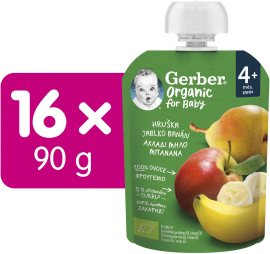 Gerber Organic kapsička hruška, jablko a banán 16x90g