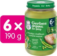 Gerber Organic detský príkrm brokolica s hráškom a morčacím mäsom 6x190g - cena, srovnání