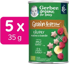 Gerber Organic chrumky s malinami a banánom 5x35g