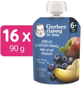 Gerber Natural kapsička jablko, čučoriedka a banán 16x90g