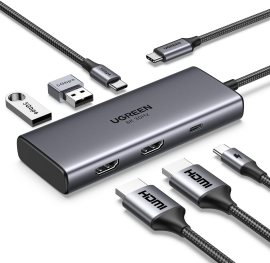 Ugreen 6-in-1 USB-C to 2x HDMI/2x  USB 3.0/PD100W