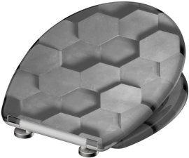 Schütte WC sedadlo GREY HEXAGONS Duroplast