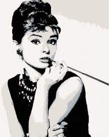 Zuty Maľovanie podľa čísel - Audrey Hepburn čierno-biela, 40 x 50 cm, bez rámu a napnutého plátna