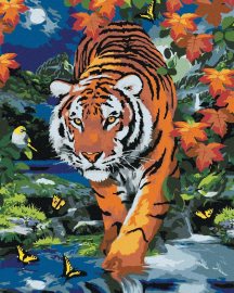 Zuty Maľovanie podľa čísel - Číhajúci tiger a spln (Howard Robinson), 40 x 50 cm, bez rámu a bez napnutého plátna