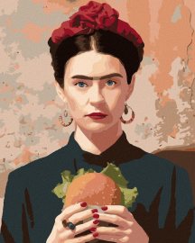 Zuty Maľovanie podľa čísel - Frida Kahlo a hamburger, 80 x 100 cm, napnuté plátno na rám