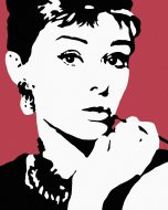 Zuty Maľovanie podľa čísel - Audrey Hepburn na červenom pozadí, 40 x 50 cm, bez rámu a napnutého plátna - cena, srovnání