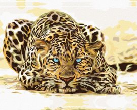 Zuty Maľovanie podľa čísel - Číhajúci leopard, 100 x 80 cm, plátno napnuté na rám