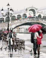 Zuty Maľovanie podľa čísel - Milenci s dáždnikom pri moste (Richard Macneil), 80 x 100 cm, napnuté plátno na rám - cena, srovnání