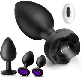 Superlove Vibrating Rose & Jewels Anal Plug Set 4 pack