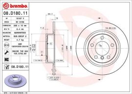 Brembo brzdový kotúč 08.D180.11 2ks