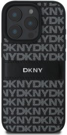 DKNY PU Leather Repeat Pattern Tonal Stripe iPhone 16 Pro Max