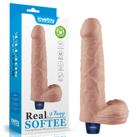 Lovetoy Real Softee Rechargeable Vibrating Dildo 9"